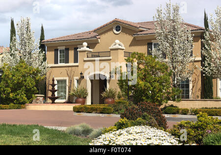 Beautiful suburban home during spring Stock Photo