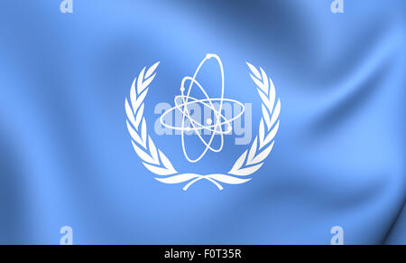 Flag of International Atomic Energy Agency. Close Up. Stock Photo