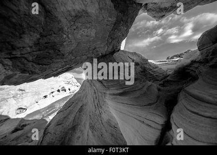 Black and White Abstract Rock Formations Valley of Fire Overton Nevada, Stock Photo