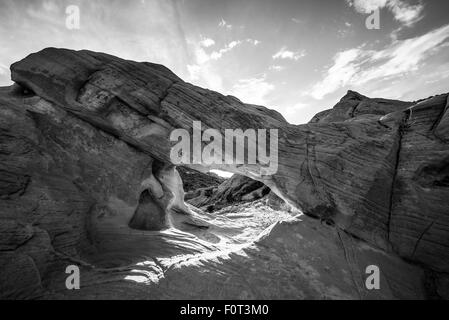 Black and White Abstract Rock Formations Valley of Fire Overton Nevada, Stock Photo