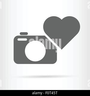 camera and heart icon beloved hobby concept vector illustration Stock Vector