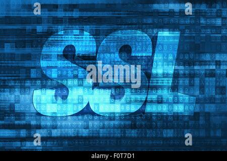 SSL Certificate Blue Concept. Secure Sockets Layer Certificate. Internet Data Encryption. Stock Photo