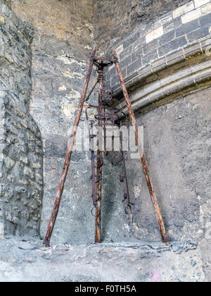 Old torture device in White Tower of Prague Castle Stock Photo