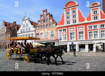 Sightseeing tour by carriage at square  Am Sande, Lueneburg, Lüneburg, Lower Saxony, Germany, Europe Stock Photo