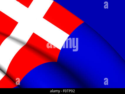 Kingdom of Sardinia 3D Flag, Italy. Close Up. Stock Photo