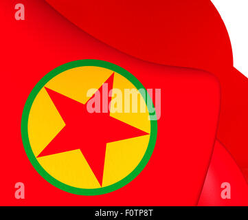 Flag of Kurdistan Workers' Party. Close Up. Stock Photo