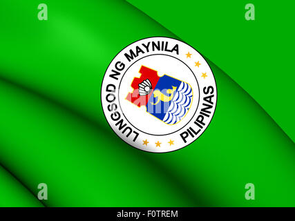 3D Flag of Manila, Philippines. Close Up. Stock Photo