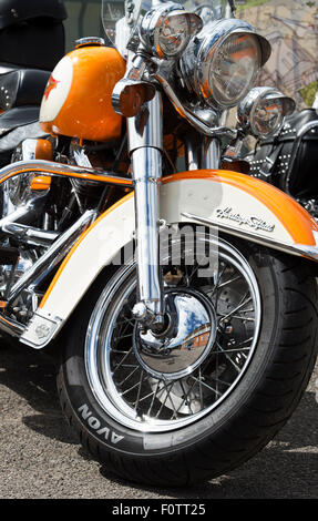 Harley Davidson 'heritage softtail' motorcycle. Brooklands, Weybridge, Surrey, England Stock Photo