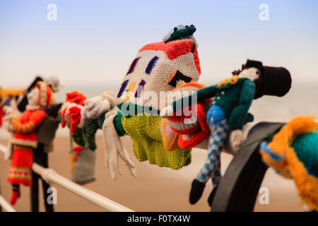 Saltburn Pier mystery knitting, Saltburn, Redar and Cleveland, North Yorkshire England UK Stock Photo