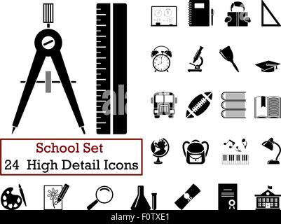 Set of 24 Education Icons in Black Color. Stock Vector