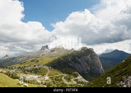 Cinque Torri, Dolomites, Lago di Valparola, Valparola Pass, Falzarego Pass, Cortina d'Ampezzo, Belluno,Italy Stock Photo