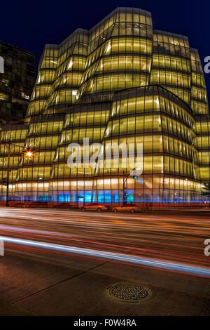 IAC Building, InterActiveCorp's headquarters located at 550 West 18th Street on the northeast corner of Eleventh Avenue in the Chelsea neighborhood of Manhattan, New York City. IAC is a Frank Gehry-designed building. Stock Photo