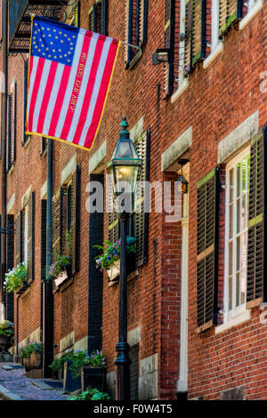 Acorn Street Details in the Beacon Hill neighborhood in  Boston, Massachusetts. Stock Photo