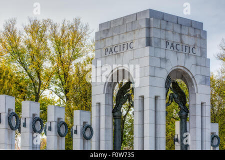 World War II Memorial Wreaths in Washington DC. Stock Photo