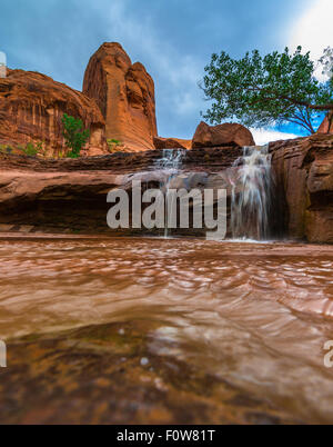 Beautiful Waterfall on Coyote Gulch Trail Escalante National Utah Stock Photo