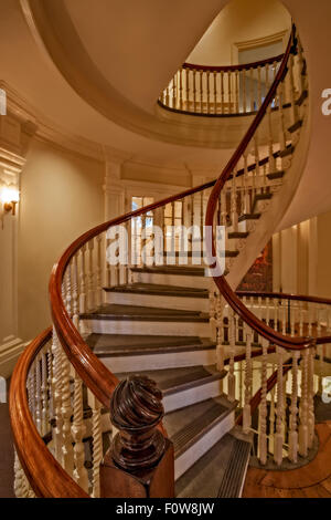 The Old State House Georgian architectural style, old but elegant spiral staircase. Stock Photo