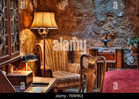Interior view to the infamous Al (Scarface) Capone's cell at Eastern State Penitentiary (ESP) located in Philadelphia, PA. Stock Photo
