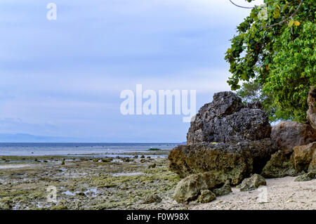 Rock Formations in the Sea. When waters recede outwards, rock formations are visible for everyone to behold Stock Photo