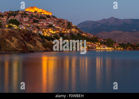 The traditional village of Molyvos, in Lesvos island, Greece. Stock Photo