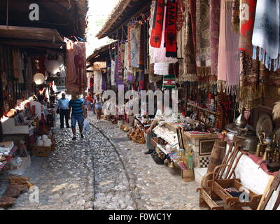 Albania, Kruja . 'Turkish Bazaar' on the road to the castle. Stock Photo