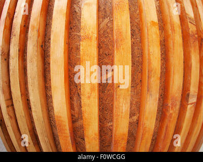 Wall of red wooden boards with wide angle fisheye lens view Stock Photo