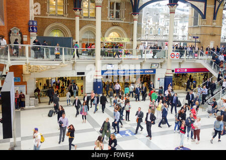 The busy rush hour outside Liverpool Street Underground Station. Stock Photo