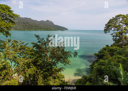 View of the Andaman Sea and Datai Bay, Langkawi, Malaysia Stock Photo