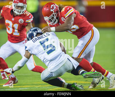 October 11, 2105: Kansas City Chiefs outside linebacker Ramik Wilson (53)  recovers a fumble by Chicago Bears quarterback Jay Cutler (6) for a  touchdown during the NFL game between the Chicago Bears