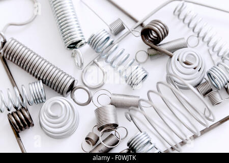 Various types of steel springs (metal springs) Stock Photo