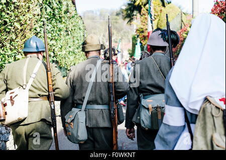 appearing dressed with Italian military uniform of World War I Stock Photo