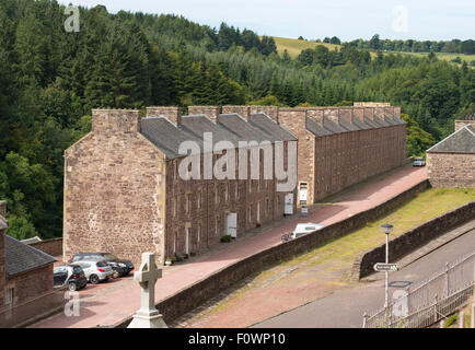 Wee Row Hostel accommodation in mill workers houses New Lanark, South Lanarkshire, Scotland, UK Stock Photo