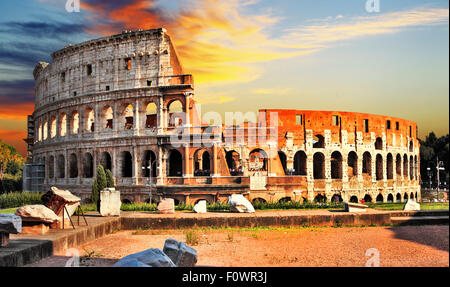 Great Colosseo over sunset, Italy, Rome Stock Photo
