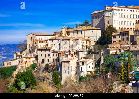 Todi in Umbria, Italy. View of the ancient village full of medieval ...