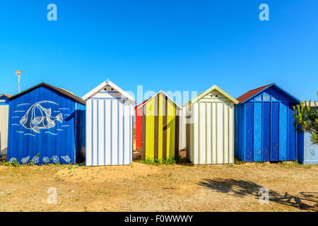Beach cabines on ile d oleron, Charente Maritime, France Stock Photo