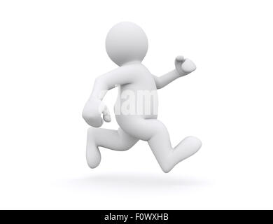 White man running isolated on white with clipping path. Stock Photo