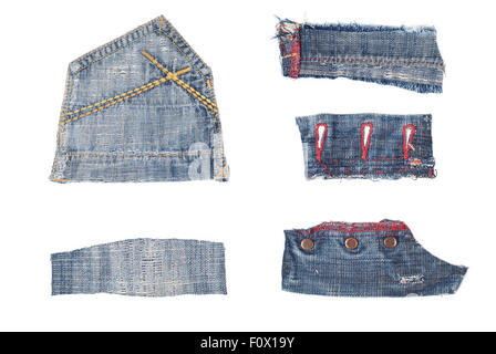 Isolated Worn Jeans Patches Collection Stock Photo