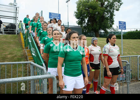 Dublin, Ireland. 22nd August 2015. Ireland v Mexico during the Women's Sevens Series Qualifier matches at the UCD Bowl, Dublin. Ireland won the match 64 - 0. Credit: Elsie Kibue / Alamy Live News Stock Photo