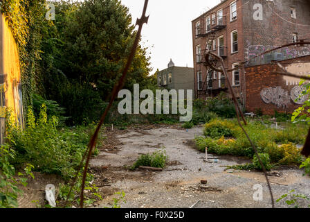 New York City, USA, Abandoned Lot, Brooklyn District, New York poor neighbourhood,  low income urban usa, poverty 1980s, empty Stock Photo