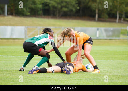 Dublin, Ireland. 22nd August 2015. Netherlands v Kenya game during the Women's Sevens Series Qualifier matches at the UCD Bowl, Dublin. Netherlands won 22 - 7. Credit: Elsie Kibue / Alamy Live News Stock Photo