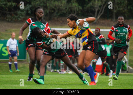 Dublin, Ireland. 22nd August 2015. Kenya v Colombia during the Women's Sevens Series Qualifier matches at the UCD Bowl, Dublin. Kenya won the match 12 - 7. Credit: Elsie Kibue / Alamy Live News Stock Photo