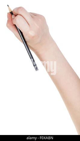 hand paints by black pencil isolated on white background Stock Photo ...