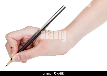 hand draws by wood black pencil close up isolated on white background ...
