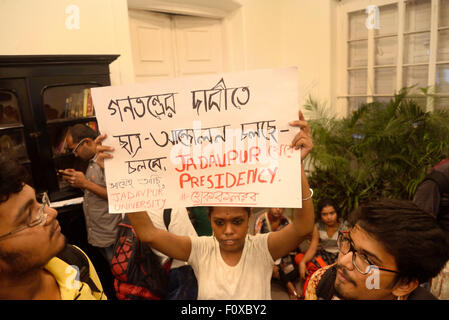 Presidency University vice-chancellor Anuradha Lohia (not seen) remained under gheraoe by protesting students from Friday evening till today evening. Allegations of police assault on students protesting during Chief Minister Mamata Banerjee's visit to the campus on Friday, a section of the students gheraoe the VC and demanded her resignation. Presidency University authorities manage to organize the schedule convocation today. Vice-chancellor Anuradha Lohia left the university today evening as she felt sick due this gheraoe. (Photo by Saikat Paul/Pacific Press) Stock Photo