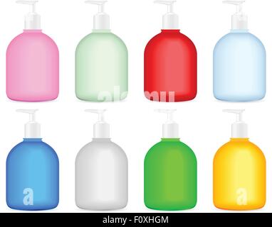 Liquid soap container set on a white background. Vector illustration. Stock Vector