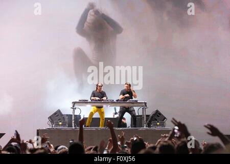 Wantagh, New York, USA. 22nd Aug, 2015. Musicians AXWELL AND INGROSSO perform live at the inaugural Billboard Hot 100 music festival at the Nikon at Jones Beach Theater in Wantagh, New York Credit:  Daniel DeSlover/ZUMA Wire/Alamy Live News Stock Photo