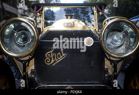 Buenos Aires, Argentina. 22nd Aug, 2015. A Fiat vehicle is displayed during an exhibition of antique automobiles, in the city of Buenos Aires, capital of Argentina, on Aug. 22, 2015. According to local press, with more than 60 cars manufactured before 1919 and organized by the Classic Car Club, the exhibition is a preview to the XIX edition of 2015 Recoleta-Tiger Grand Prix. Credit:  Martin Zabala/Xinhua/Alamy Live News Stock Photo