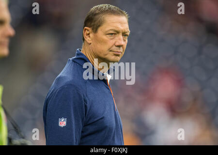 Houston, Texas, USA. 22nd Aug, 2015. Denver Broncos offensive coordinator Rick Dennison watches prior to an NFL preseason game between the Houston Texans and the Denver Broncos at NRG Stadium in Houston, TX on August 22nd, 2015. Credit:  Trask Smith/ZUMA Wire/Alamy Live News Stock Photo