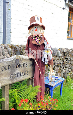 Mad Hatter from Alice in Wonderland, part of the secret coast Scarecrow Trail around Tighnabruaich in Argyll, Scotland UK Stock Photo