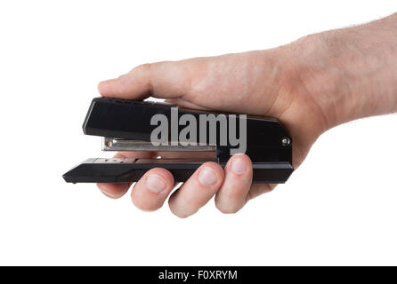 Black Stapler close up shot, isolated on white Stock Photo