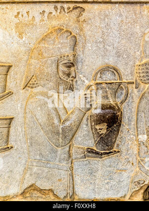 Armenian tribute relief detail Persepolis Stock Photo